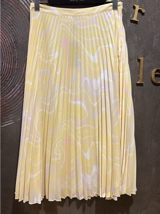 Day Birger Et Mikkelsen Dresses & Skirts - Day Pleated pastel Yellow Marble-Print Midi Skirt Lightweight Feminine Style